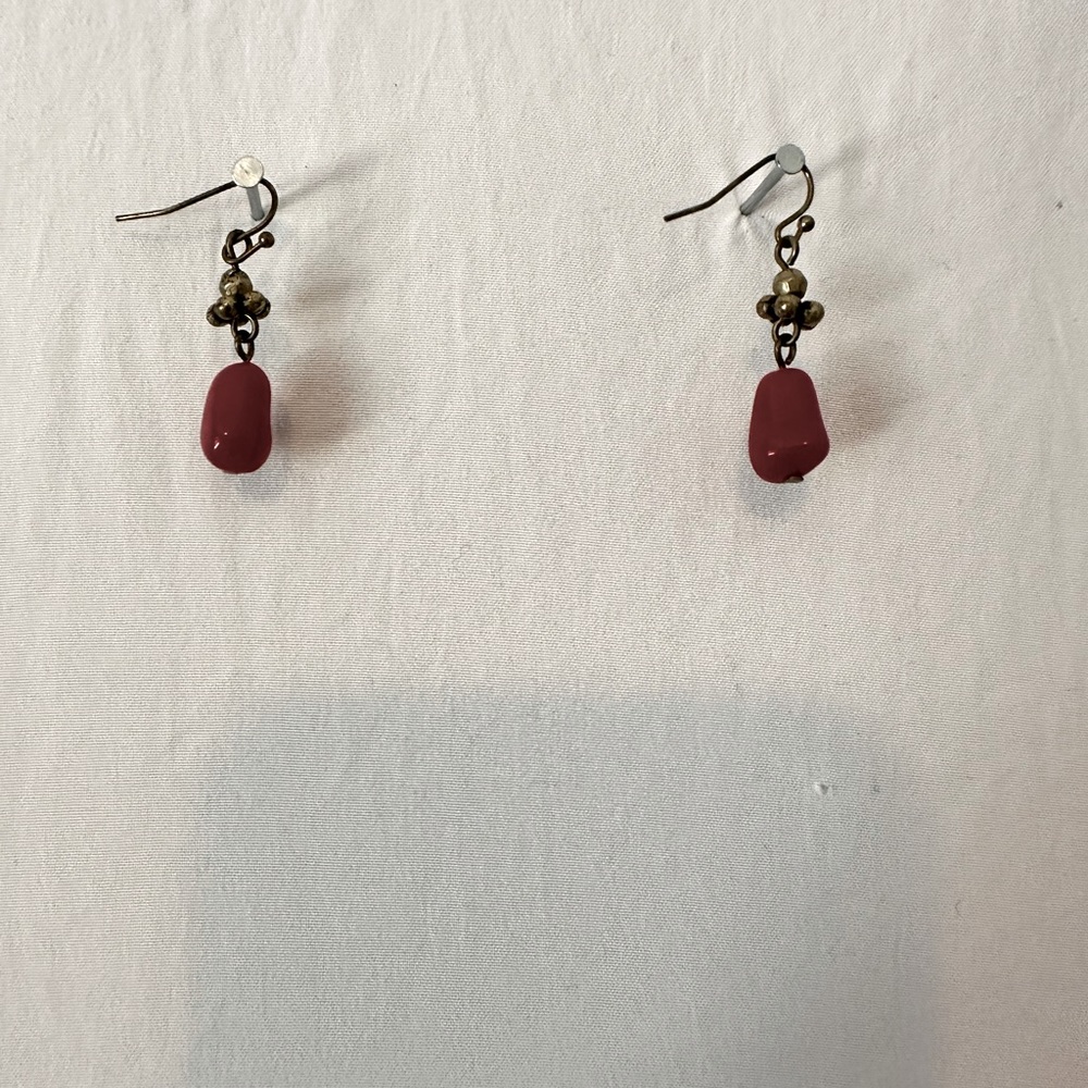 Hand Made Red earring and necklace set with lobster clasp